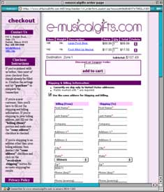 emusicalgifts.com Order Form Page